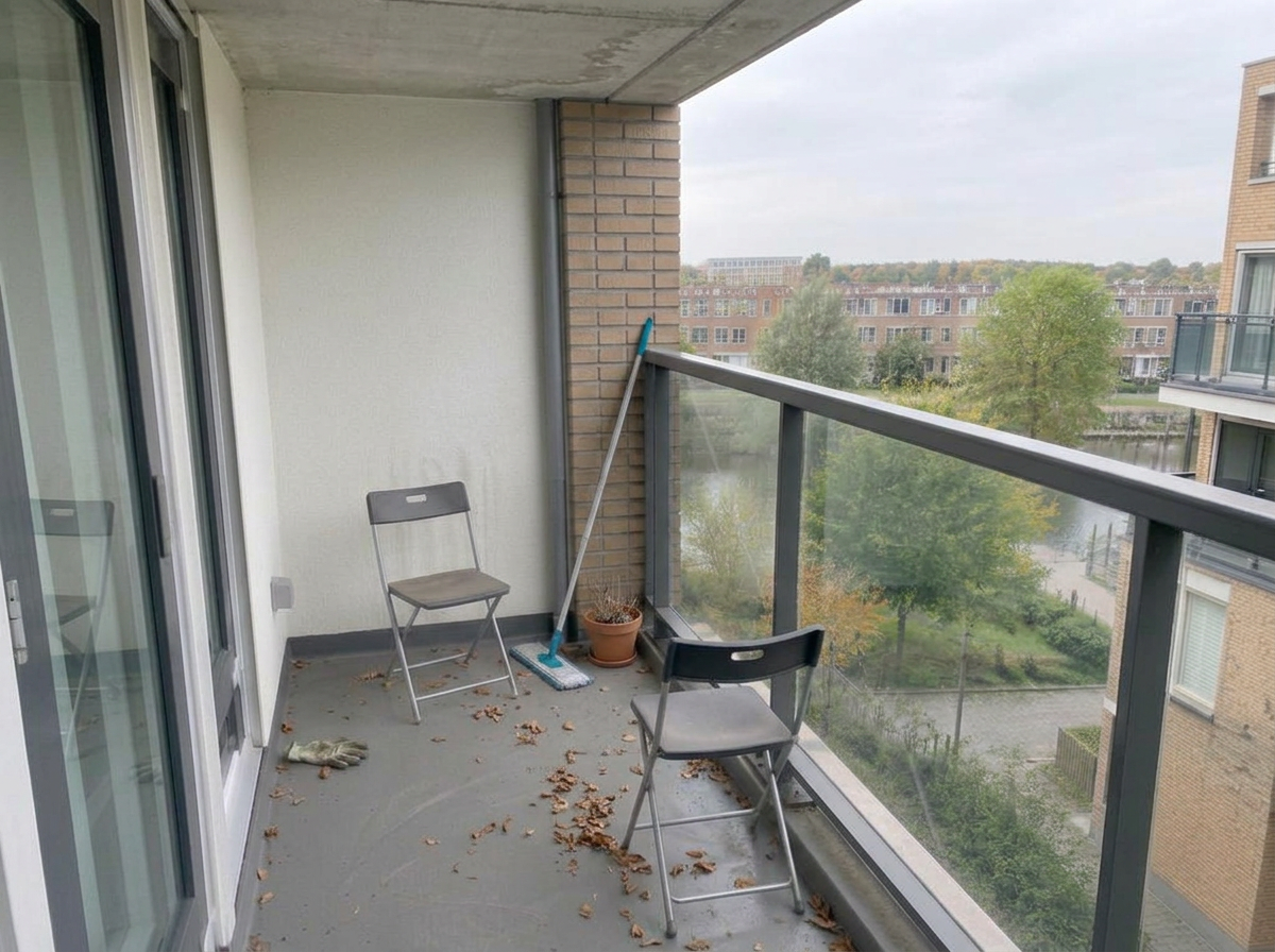 Voor: Geveegd balkon met leuning
